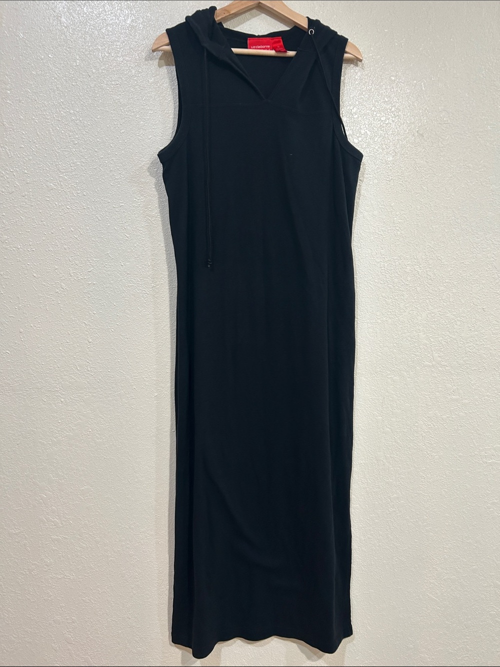 Liz Claiborne Sleeveless Hooded Black  Maxi Dress Sz MD